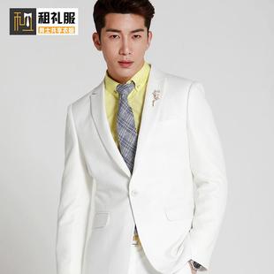 白色西服礼服租赁男女西装出租年会主持人礼服租赁服装店套装出借