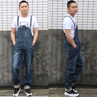 小个子男士韩版情侣学生吊带裤潮流百搭男生宽松牛仔背带裤男直筒