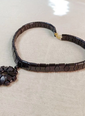 麦饭石新款颈圈实体店定制款托尔玛琳石项链负离子颈部防护锗石链