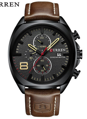 CURREN/卡瑞恩8324 皮带男款手表 六针计时男生手表 防水石英表