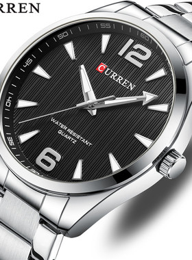 CURREN卡瑞恩8434男士钢带商务手表石英男表简约风格时尚外贸爆款
