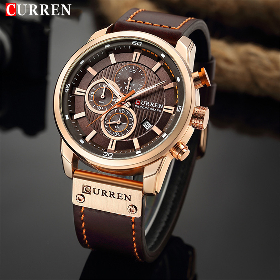 CURREN/卡瑞恩新款8291六针计时手表男表时尚多功能手表 - 实物图