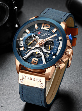CURREN/卡瑞恩8329跑步计时六针多功能学生表时尚男士运动手表