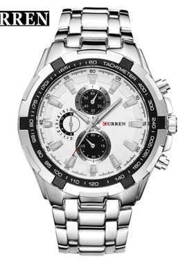 CURREN卡瑞恩8023男表欧美流行男士腕表商务钢带大表盘防水石英表