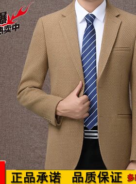 春秋男士羊毛西服商务休闲西装男装上衣外套大码中年羊绒单西装
