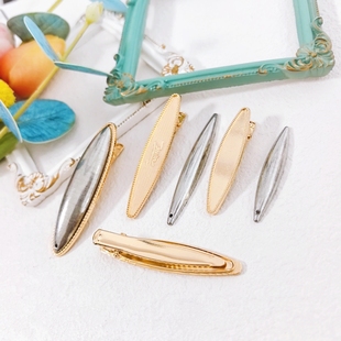 非遗宋锦新款合金系列水滴平夹手工diy素胚材料气质发夹边夹发饰