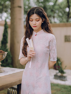 清仓/新中式复古民国风日常可穿蕾丝旗袍改良版连衣裙年轻款裙子