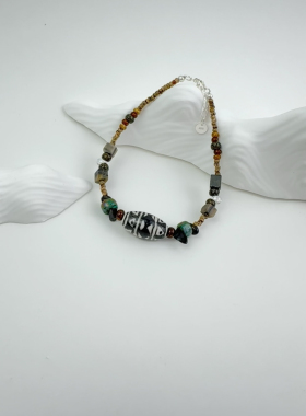 热门捷克珠转运复古小众新中式纯银简约手环文艺风手串手链