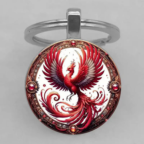 跨境新款 彩色凤凰钥匙扣挂件金属钥匙圈挂饰小礼品礼物