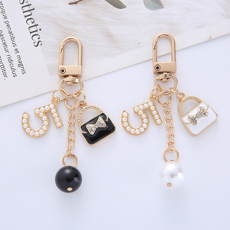 新款小香钥匙扣创意金属5字包包挂件可爱少女心情侣包包装饰挂饰