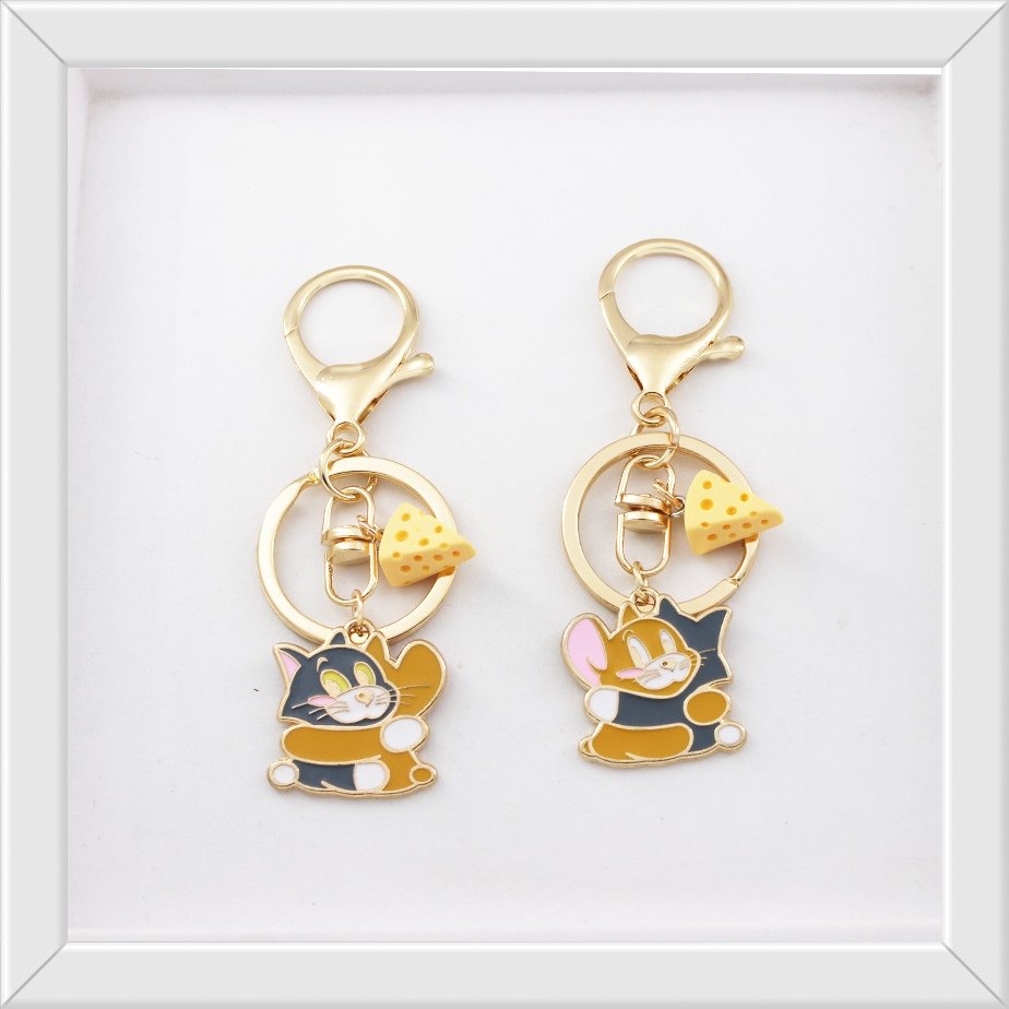 卡通双面汤姆杰瑞拥抱钥匙扣奶酪Airpods挂件U盘防丢包包拉链扣