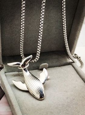 52赫兹鲸鱼情侣项链时尚潮流ins风长款锁骨链小海豚吊坠鲸落项链
