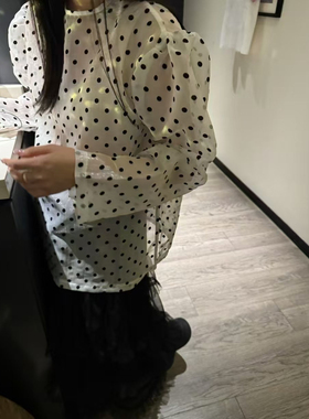 孤品捡漏韩国东大门百搭宽松显瘦波点叠穿打底衫