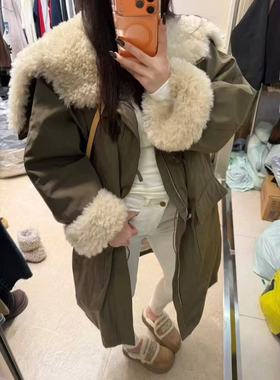 孤品捡漏韩国东大门牛角扣派克服拉链宽松保暖白鸭绒羽绒服外套女