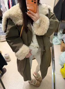 韩国东大门2025冬季 牛角扣派克服拉链宽松保暖白鸭绒羽绒服外套女