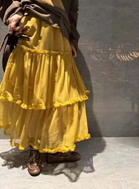 韩国东大门2026春新韩版新款时尚ins潮松紧腰优雅网纱蛋糕半身裙