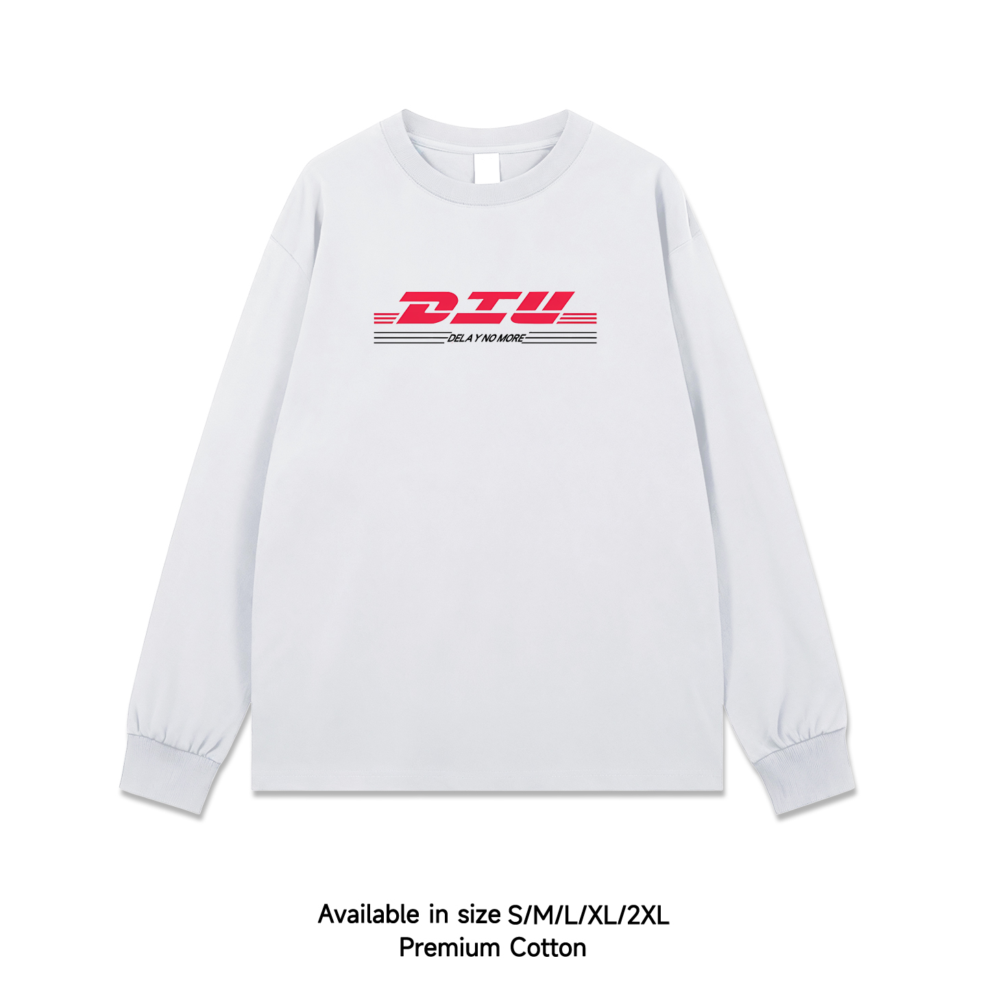 创意恶搞diu粤语DHL广东白话长袖T恤衫男宽松圆领休闲百搭棉上衣