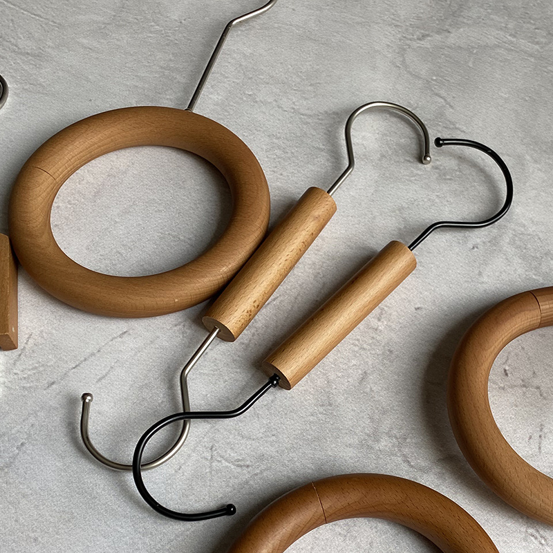 胡桃木实木色单夹S钩圆环面料夹服装店配件海报夹头纱夹网红夹子