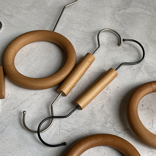 胡桃木实木色单夹S钩圆环面料夹服装店配件海报夹头纱夹网红夹子