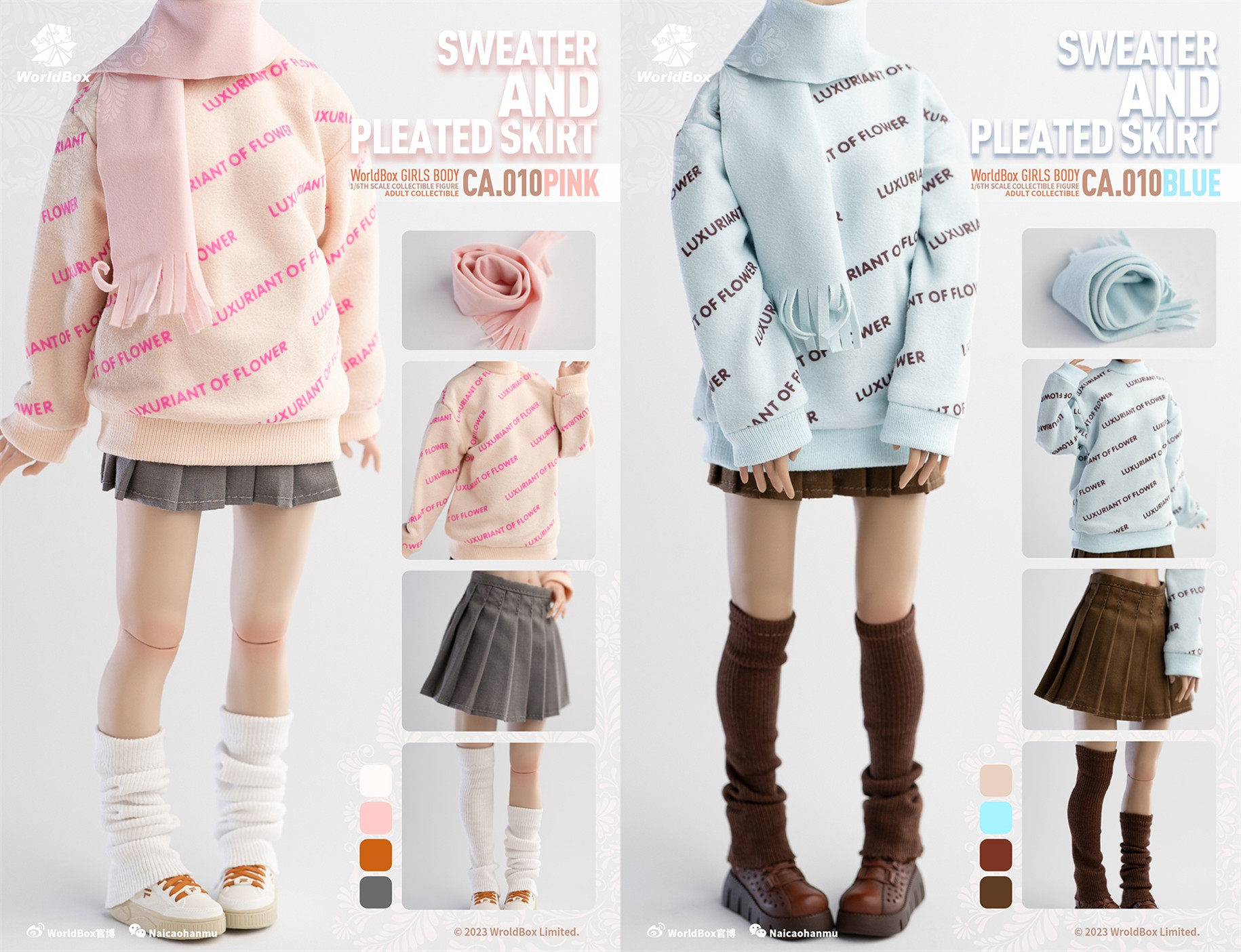Worldbox 1/6 服装吊卡 冬日少女 粉蓝套装 马丁靴 运动鞋 现货