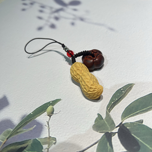 小叶黄杨木雕好事发生柿子花生汽车挂件创意平安好运复古情侣挂饰