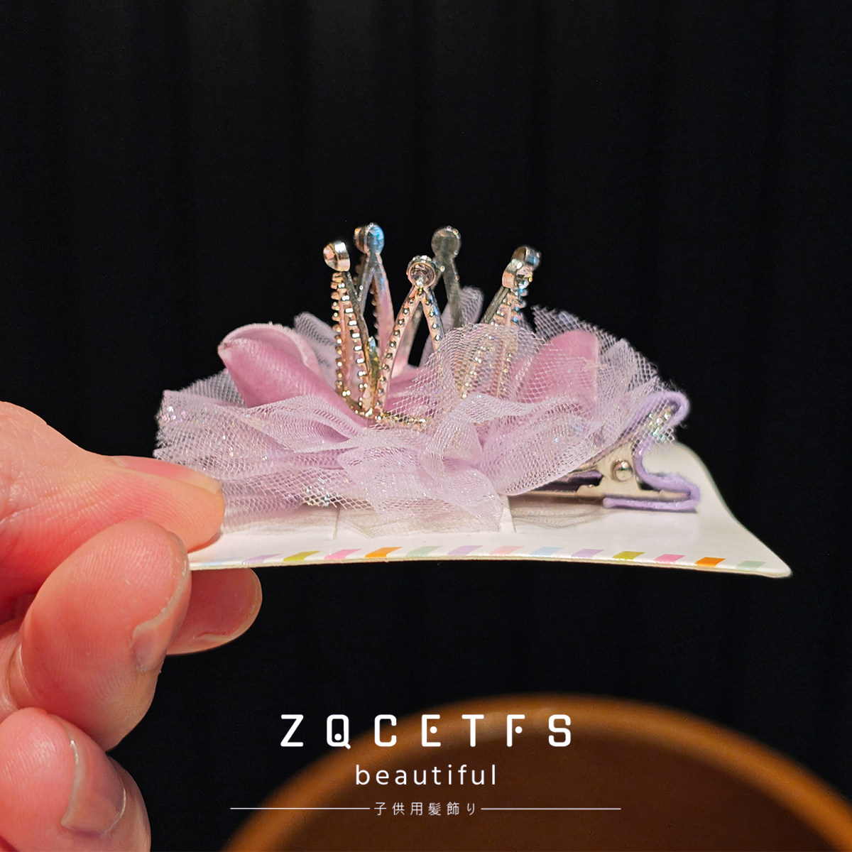 发夹韩国女童雪纱蝴蝶结弹簧夹公主发卡小女孩压夹头饰皇冠顶夹仙