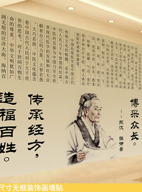 张仲景图像大型中医馆装修壁画