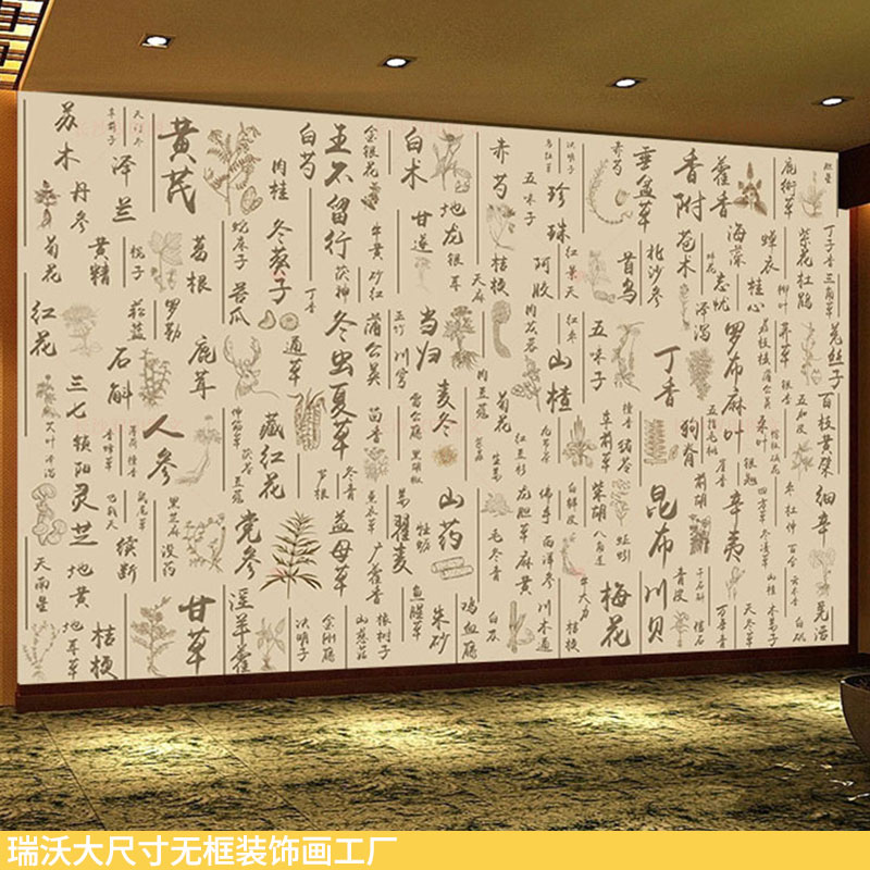 中药材名称大全图文壁画中草药图