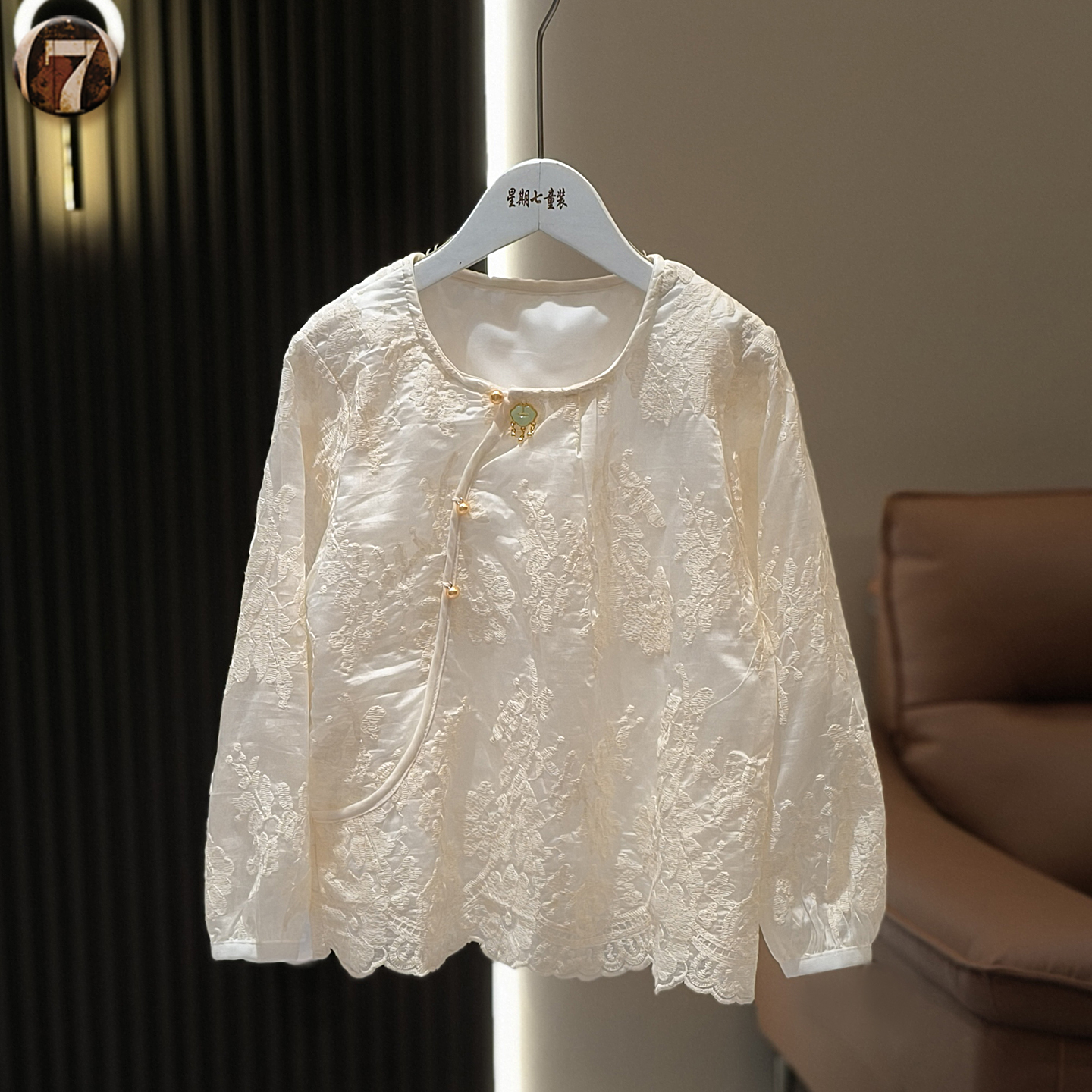 女童新中式国风衬衫2025春秋新款