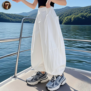 儿童灯笼裤2025夏季新款男女童休闲裤中大童防蚊裤薄款白色裤子