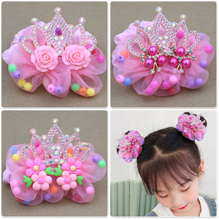 儿童皇冠头饰公主风头花扎头发圈花朵皮筋头绳女孩宝宝表演出发饰