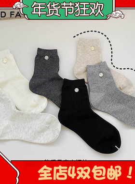 GOOD FA袜子女春夏新款韩系贝壳扣装饰小短袜女棉质短筒女袜24043