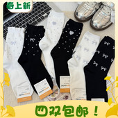 2026秋冬新款 韩国639东大门kikiya进口女袜子棉袜亮丝蝴蝶结中筒