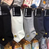 棉韩国袜子纯短筒男袜色简约 透气网面小笑脸薄款 2026新款 889男士