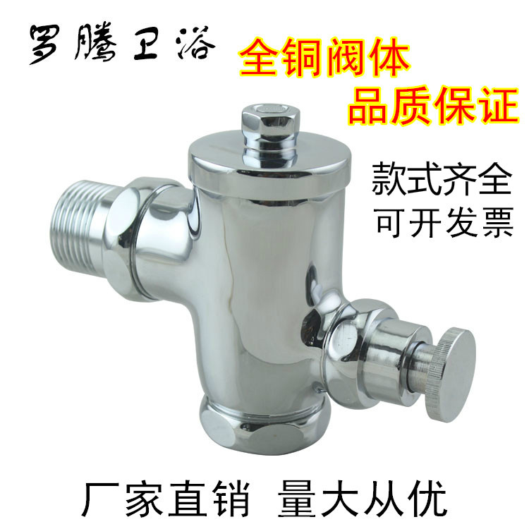 罗腾卫浴 黄铜入墙手按式便池冲洗阀 蹲便器冲水器按钮大便冲水阀