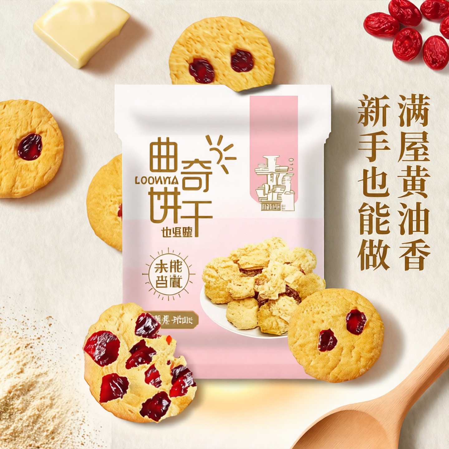 曲奇饼干预拌粉烘焙材料自制动物蔓越莓手工饼干模具空气炸锅烤箱