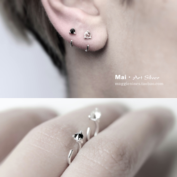 a pair 925 Silver Stud Earrings the republic of korea temperament Simplicity personality Hoop Bone ring men and women Anti allergy Black Tide originalityin the Accessories/Fashion Jewelry, Earring , Earring  category - from Buy2taobao.com to provide professional Taobao agent buy service