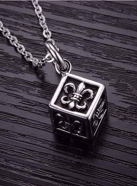 欧美方块挂坠项链情侣童军花