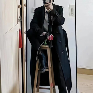 春秋季风衣男英伦风过膝长款青年帅气痞帅高级大衣加肥加大码外套