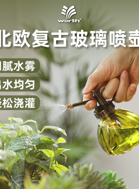 沃施worth喷壶复古气压式喷水壶园艺多肉盆栽家用浇花鲜花洒水壶