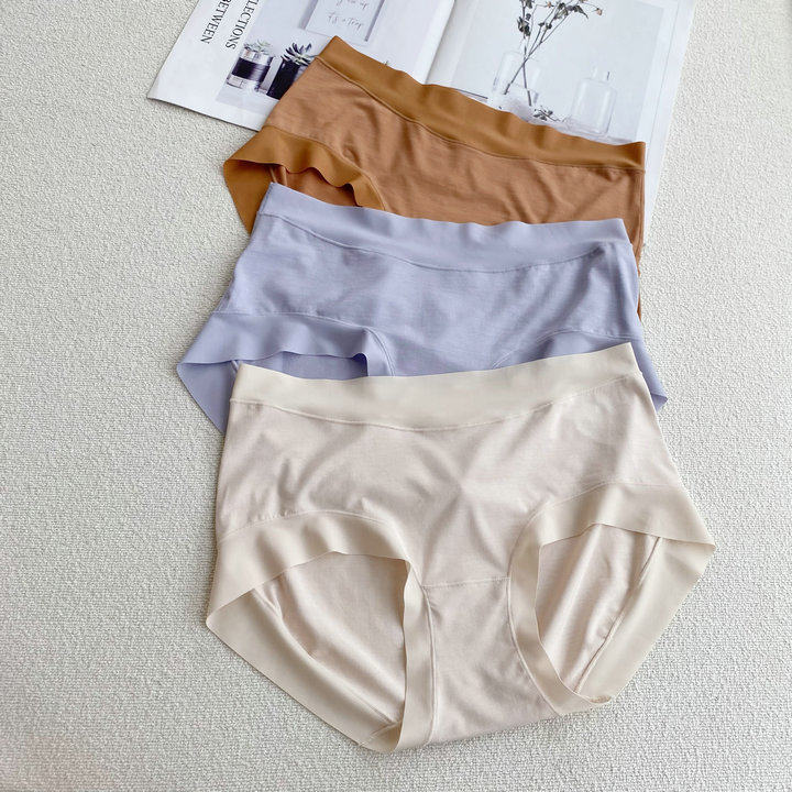 60支兰精莫代尔！裸感无痕中高腰内裤！女chao薄亲肤裆部桑蚕丝夏