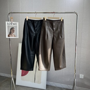 进口蛋白皮抓绒9分锥形萝卜裤 型皮料都是一绝 女 裤 硬核过冬