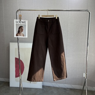 女春新款 牛仔裤 子长款 少见美拉德棕进口牛仔面料高腰微阔裤