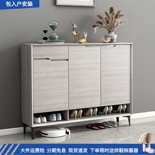 柜家用入户门口玄关隔断收纳阳台储物柜大容量鞋 简约现代实木鞋 橱