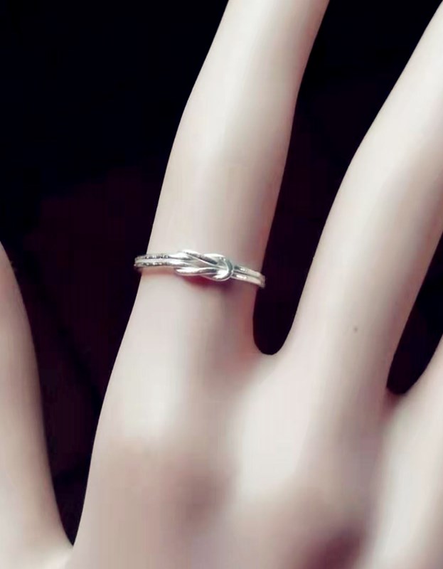 handmade sterling silver ring 手工999银戒同心结银戒 开口戒