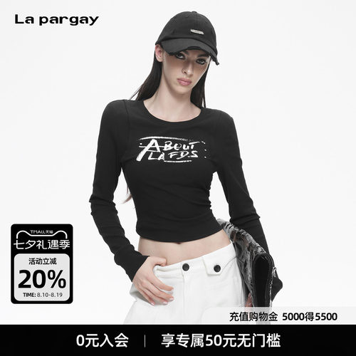 Lapargay假两件修身长袖T恤