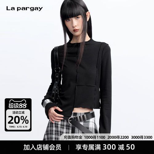 Lapargay 简约针织上衣 修身版型 下摆不规则设计  L75300310C