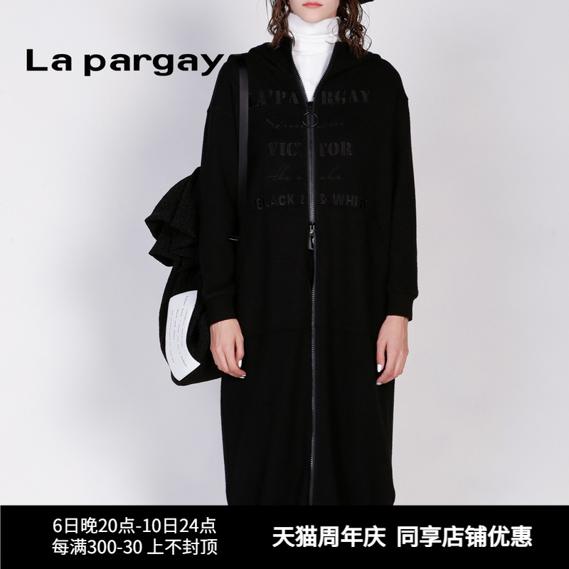 Lapargay纳帕佳新款呢子外套中长款羊毛混纺连帽潮毛呢大衣女秋冬