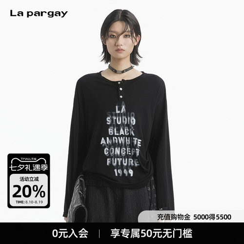 Lapargay亨利领抽绳长袖T恤
