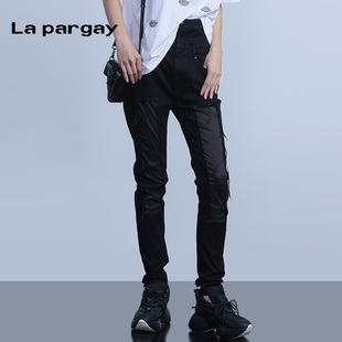 高腰显瘦铅笔裤 简约拼接设计款 pargay2025年夏黑色休闲牛仔裤